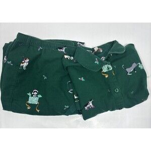 ANN TAYLOR LOFT HOLIDAY KITTEN PAJAMAS SET Green Color Sz L